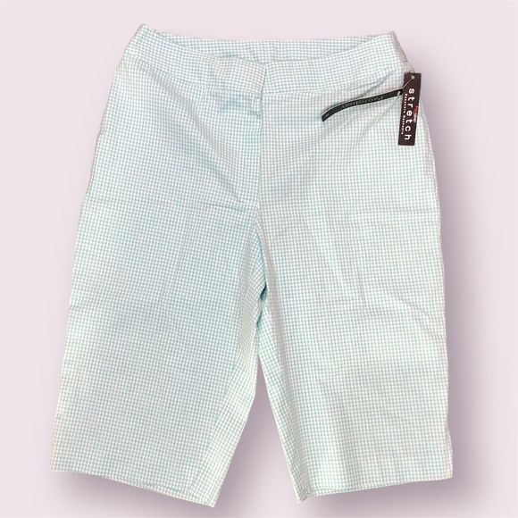 Pantology Blue & White Cotton/Spandex cuffed Women Capri Pants NEW SZ 8 - Picture 3 of 13